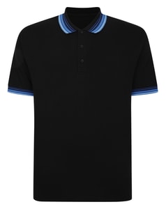 Bigdude Ombre Tipped Collar Polo Black